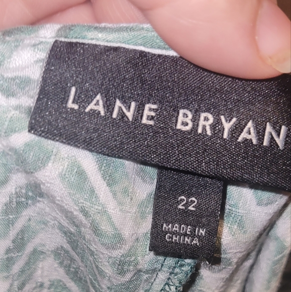 🍀Lane Bryant, Long-Sleeve Split-Neck Blouse,green - Picture 7 of 8